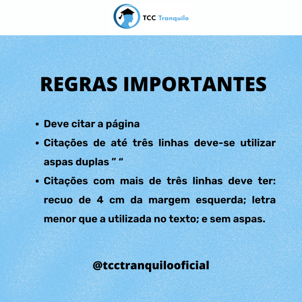 regras citação direta no TCC