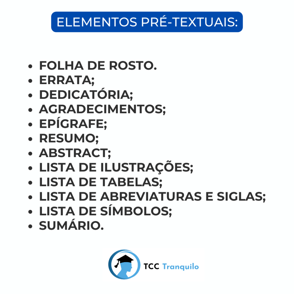 elementos pré-textuais ABNT TCC